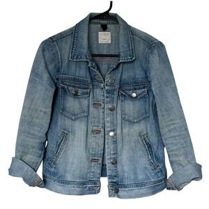 J. Crew Classic Vintage Style Blue Denim Button Up Trucker‎ Jean Jacket Size XS